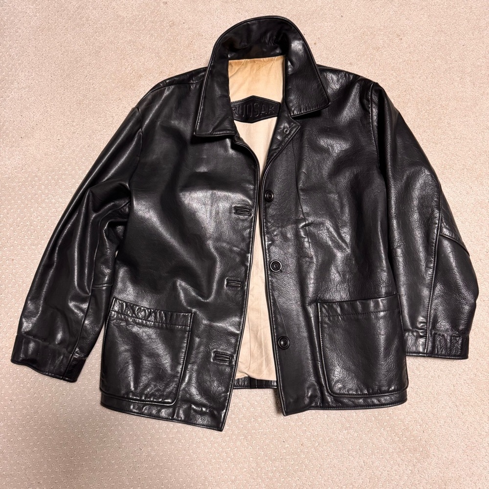 Rudsak Black leather unisex coat